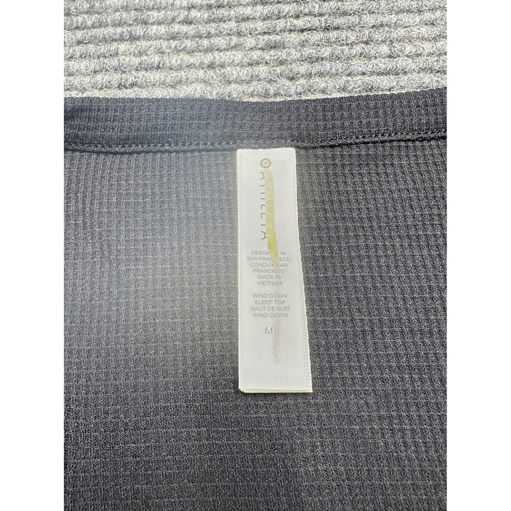 Athleta Wind Down Sleep Top Womens Medium Black Henley Long Sleeve Ribbed - Picture 4 of 8